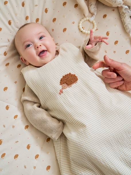 Gigoteuse en gaze de coton HÉRISSON rayé beige - vertbaudet enfant 
