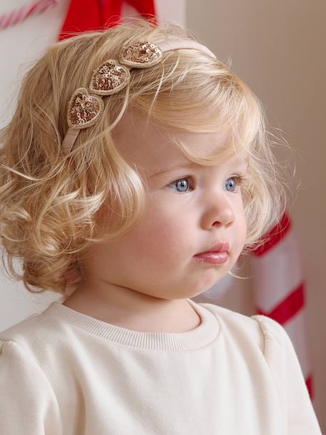 Serre-tête coeurs à sequins fille argent+or - vertbaudet enfant 