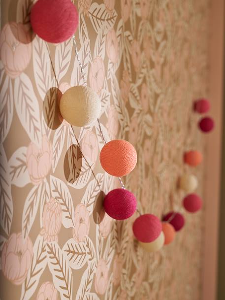 Light-Up Bauble Garland with Switch raspberry pink+rose+sage green - vertbaudet enfant 