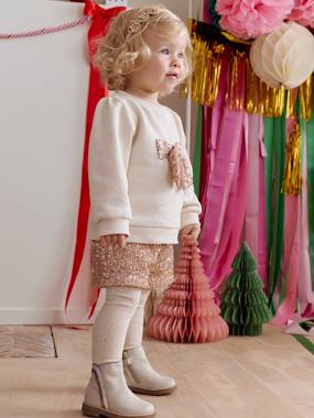 Christmas Set for Baby Girls: Sequinned Sweatshirt & Shorts - vertbaudet enfant -Christmas Set for Baby Girls: Sequinned Sweatshirt & Shorts