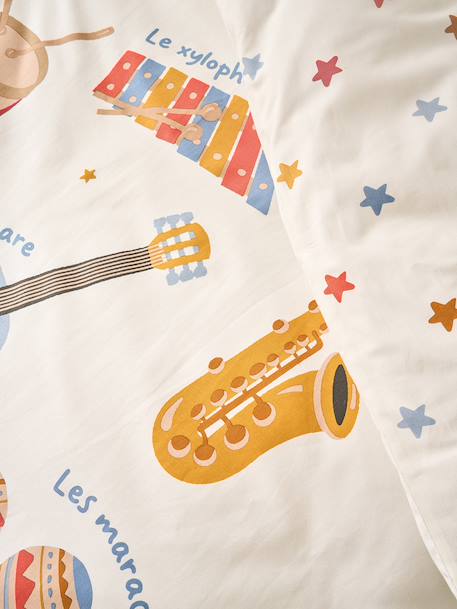 MUSIQUE LEXIQUE duvet cover set + pillowcase with recycled cotton printed white - vertbaudet enfant 