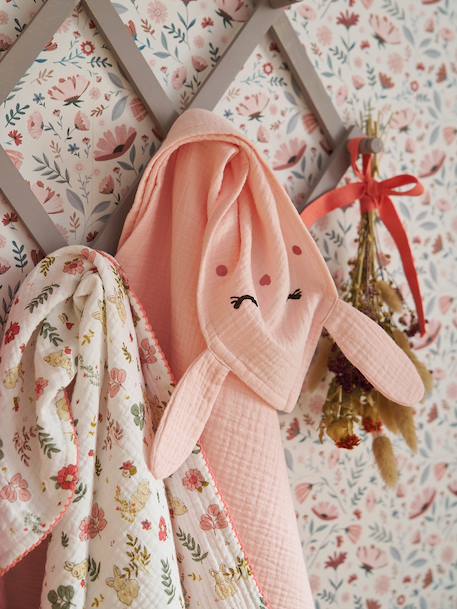 Pack of 3 muslin squares in cotton gauze ENCHANTED RABBIT set pink - vertbaudet enfant 