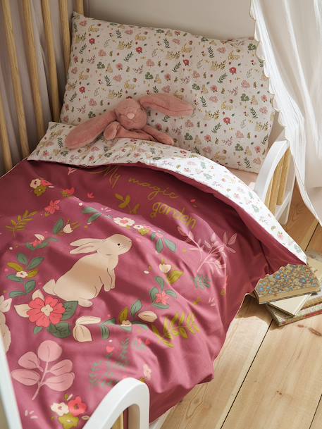 Enchanted Rabbit duvet cover + pillowcase bedding set old rose - vertbaudet enfant 