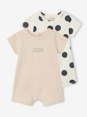 Baby-Pyjamas & Sleepsuits-Newborn set of 2 playsuits in organic cotton