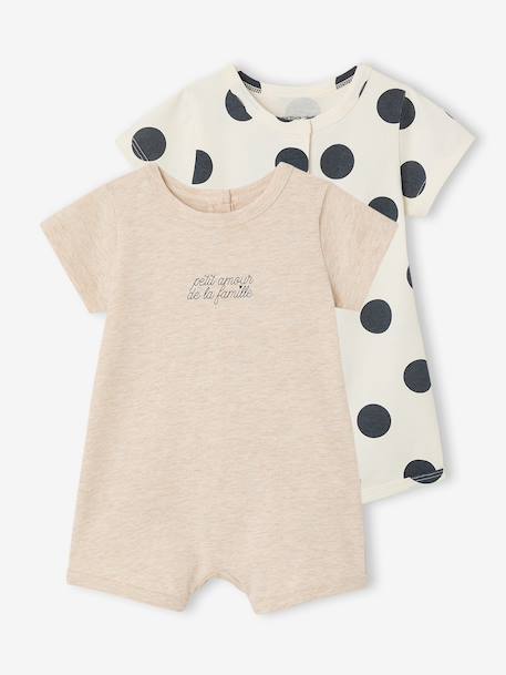 Newborn set of 2 playsuits in organic cotton marl beige - vertbaudet enfant 