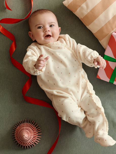 Velvet sleepsuit and comforter set ecru - vertbaudet enfant 