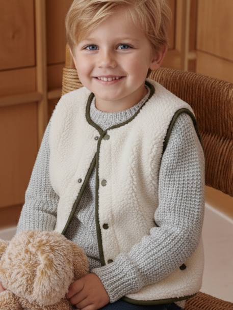 Child's reversible cardigan from the family capsule ecru - vertbaudet enfant 