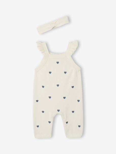 Coffret naissance salopette fille et bandeau écru - vertbaudet enfant 