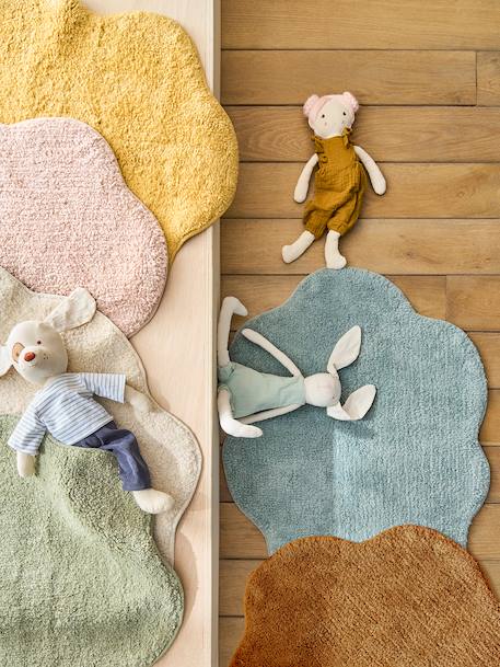 Tapis Nuage éponge bleu grisé+cannelle+écru+rose poudré+vert sauge - vertbaudet enfant 