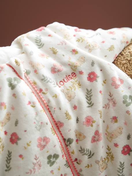 Baby sleeping bag with detachable long sleeves, ENCHANTED RABBIT printed white - vertbaudet enfant 