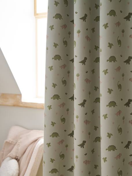 Blackout Eyelet Curtain with Glow-in-the-Dark Minisaurus Dinosaurs sage green - vertbaudet enfant 