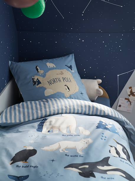 PÔLE NORD duvet cover set + pillowcase for children, with recycled cotton ocean blue - vertbaudet enfant 