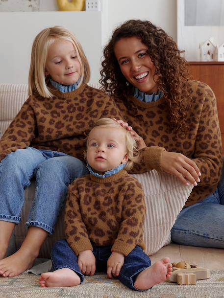 Pull bébé fille léopard capsule famille marron - vertbaudet enfant 