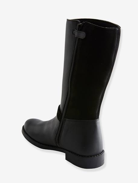 Leather Rider Boots, for Girls Black - vertbaudet enfant 