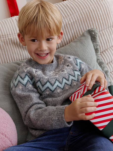 Pull mixte jacquard noël capsule famille gris chiné - vertbaudet enfant 