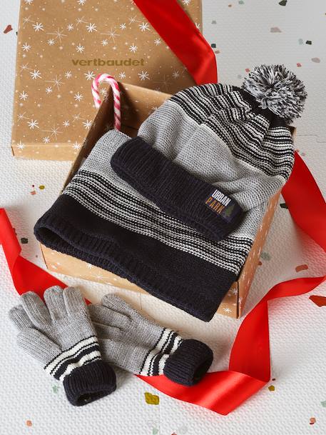 Urban Park beanie + snood + mittens/gloves set for boys marl grey - vertbaudet enfant 