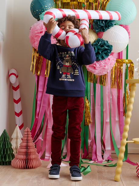 Printed Christmas Sweatshirt for Boys navy blue - vertbaudet enfant 