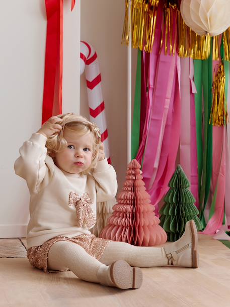 Christmas Set for Baby Girls: Sequinned Sweatshirt & Shorts gold - vertbaudet enfant 