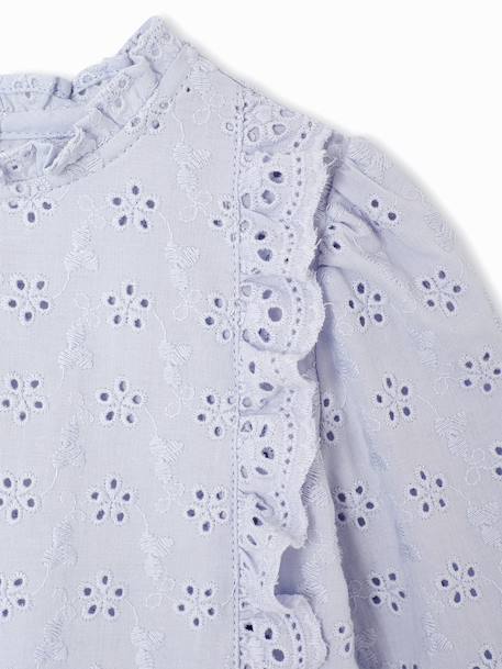 Blouse in Broderie Anglaise for Babies sky blue+sweet pink+white - vertbaudet enfant 