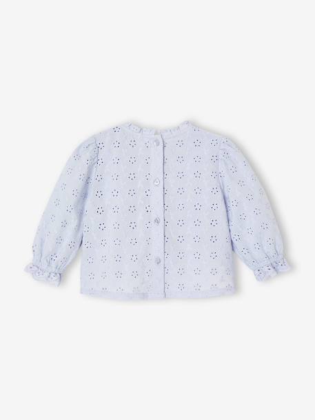 Blouse in Broderie Anglaise for Babies sky blue+sweet pink+white - vertbaudet enfant 