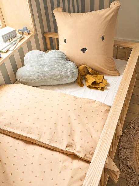Duvet cover set + pillowcase, with recycled cotton BEAR printed beige - vertbaudet enfant 