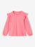 Ruffled Long Sleeve Top for Girls, BASICS ecru+rose - vertbaudet enfant 