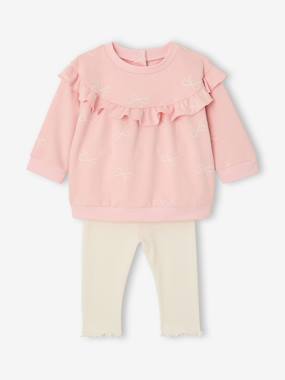 -Ensemble bébé fille sweat à volant + legging