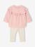 Ensemble bébé fille sweat à volant + legging écru+rose - vertbaudet enfant 