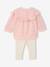 Ruffled Sweatshirt + Leggings Combo for Babies ecru+rose - vertbaudet enfant 