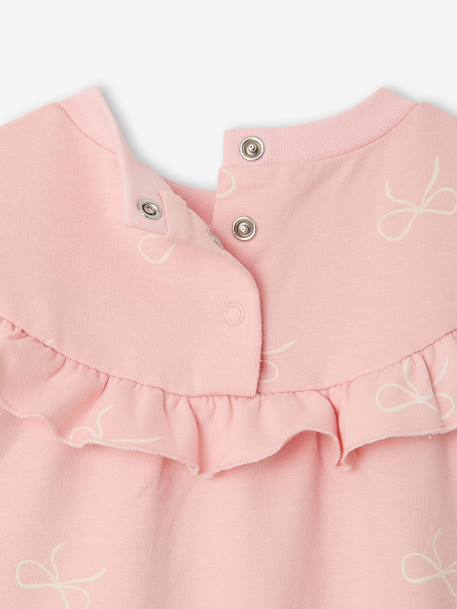 Ruffled Sweatshirt + Leggings Combo for Babies ecru+rose - vertbaudet enfant 
