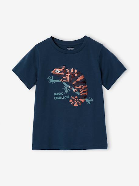 Basics T-Shirt with Reversible Sequins for Boys aqua green+ecru+night blue+ocean blue+white - vertbaudet enfant 