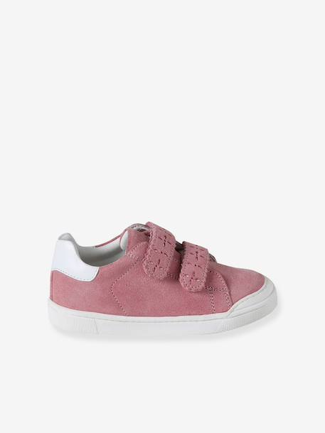 Hook-and-Loop Leather Trainers for Girls, Designed for Autonomy bordeaux red+gold+rose - vertbaudet enfant 