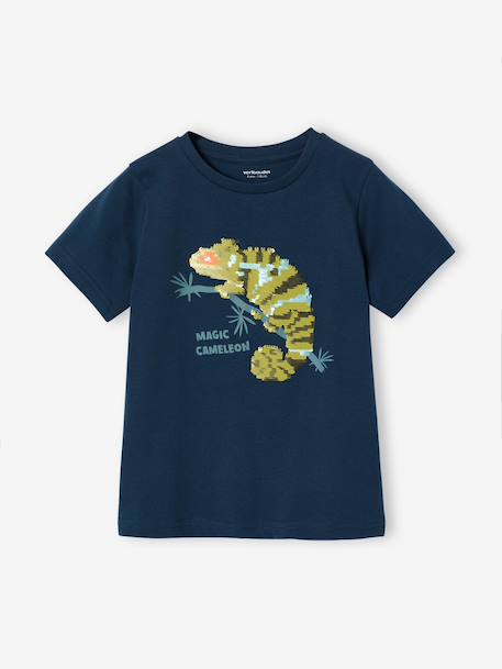 Basics T-Shirt with Reversible Sequins for Boys aqua green+ecru+night blue+ocean blue+white - vertbaudet enfant 