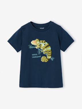 Tee-shirt garçon motif à sequins réversibles - vertbaudet enfant Garçon-T-shirt, polo, sous-pull-T-shirt-Tee-shirt garçon motif à sequins réversibles