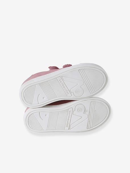 Hook-and-Loop Leather Trainers for Girls, Designed for Autonomy bordeaux red+gold+rose - vertbaudet enfant 