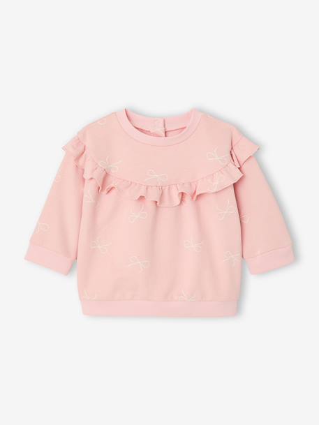 Ruffled Sweatshirt + Leggings Combo for Babies ecru+rose - vertbaudet enfant 