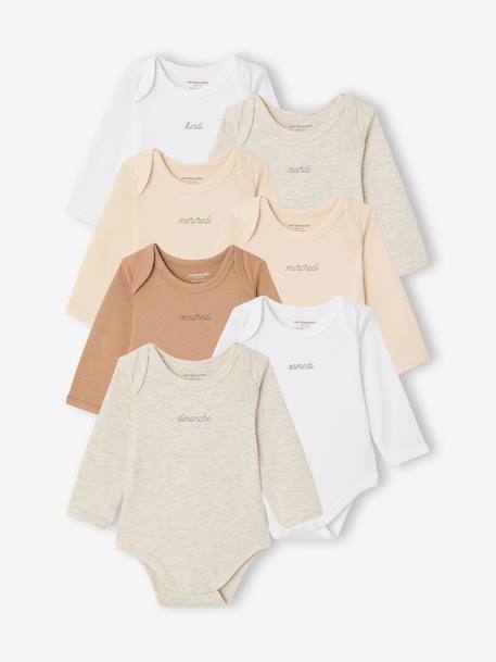 Lot 7 bodies bébé manches longues lot blanc - vertbaudet enfant 