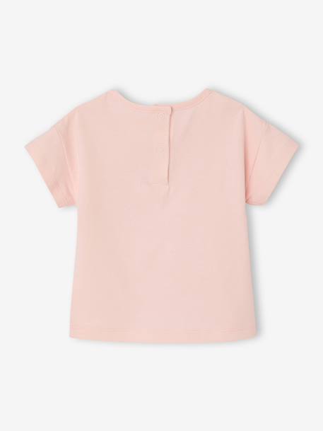 T-Shirt with Crochet Details for Baby Girls ecru+pale pink - vertbaudet enfant 
