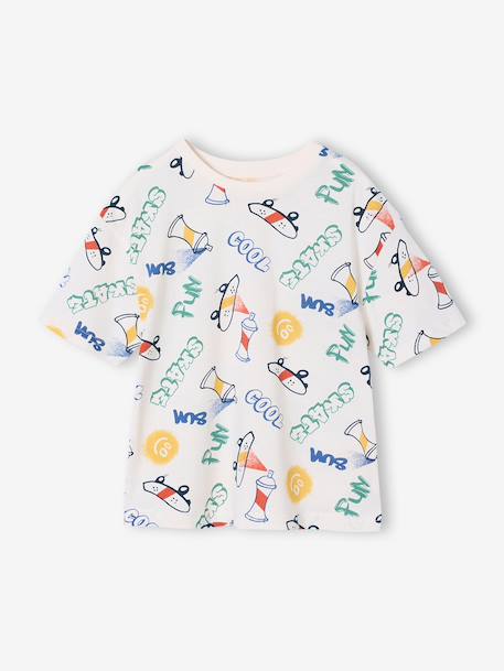 Short-Sleeved T-Shirt for Boys anthracite+ecru+white - vertbaudet enfant 