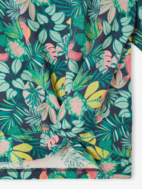 Tropical short-sleeved T-shirt with knot navy blue+pale pink - vertbaudet enfant 