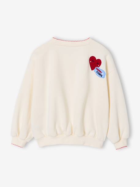 Sweatshirt with Iron-On Patches for Girls ecru - vertbaudet enfant 