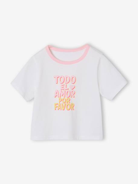Short-Sleeved T-Shirt for Girls ecru - vertbaudet enfant 