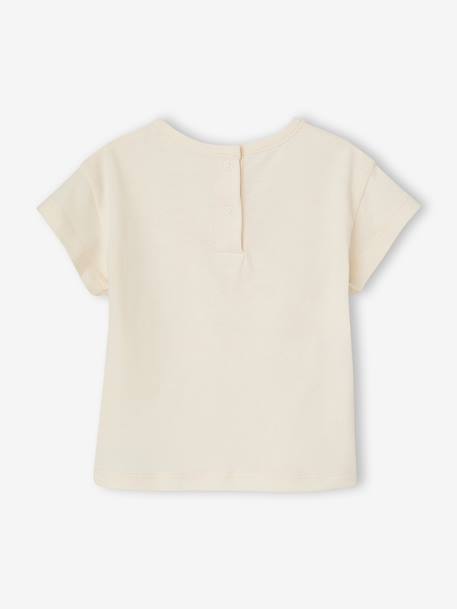 T-Shirt with Crochet Details for Baby Girls ecru+pale pink - vertbaudet enfant 