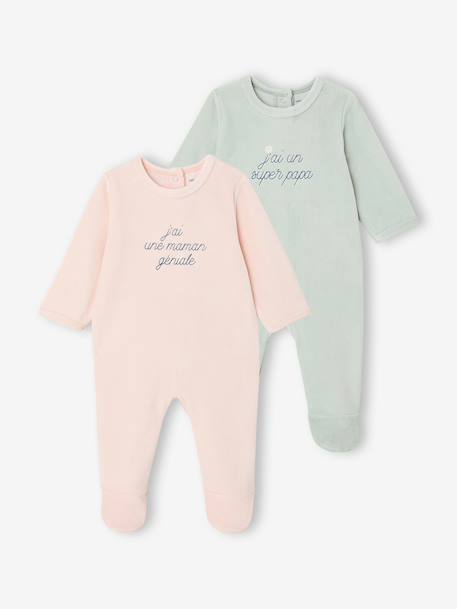 Pack of 2 girls' velvet pyjamas rose - vertbaudet enfant 