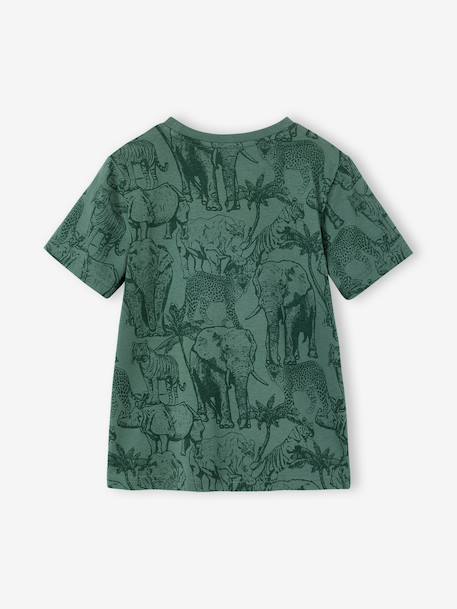 Printed boy's t-shirt denim blue+lichen+marl white+mint green - vertbaudet enfant 