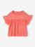 Girl's t-shirt with embroidered details coral+ecru+khaki - vertbaudet enfant 