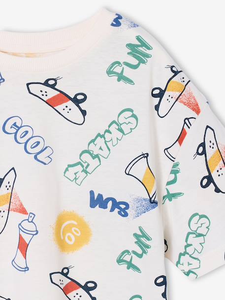 Short-Sleeved T-Shirt for Boys anthracite+ecru+white - vertbaudet enfant 