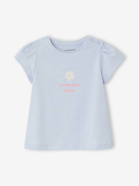 Fancy T-Shirt for Baby Girls light blue+rose - vertbaudet enfant 