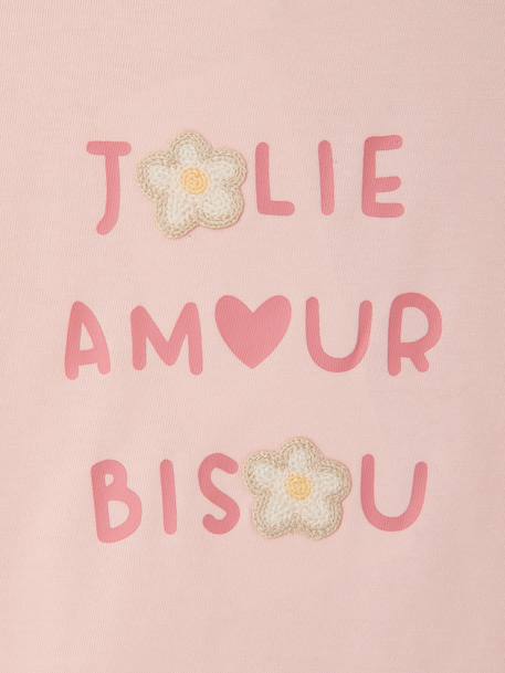 T-Shirt with Crochet Details for Baby Girls ecru+pale pink - vertbaudet enfant 