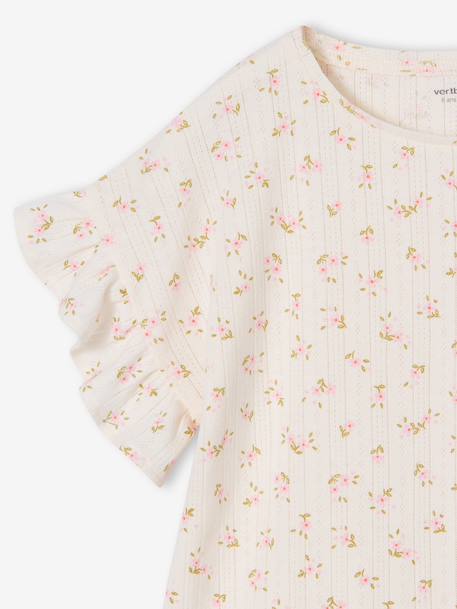 Girl's pointelle knit t-shirt ecru - vertbaudet enfant 